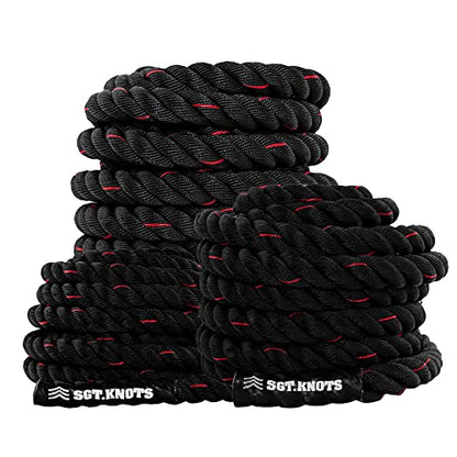 SGT KNOTS Twisted Battle Rope - Weighted Exercise Rope for Strength Training, CrossFit, Battling, Climbing & the Gym (1", 1.5", 2")