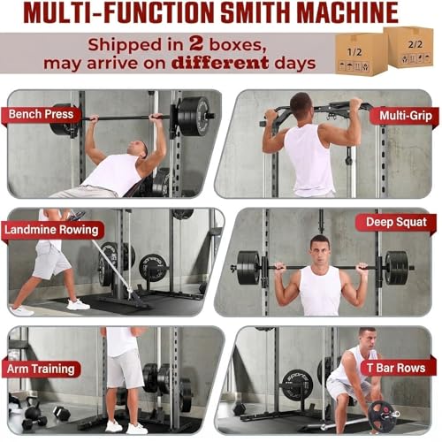 OPPSDECOR All-in-One Adjustable Smith Machine with LAT-Pull Down System - color: Grey