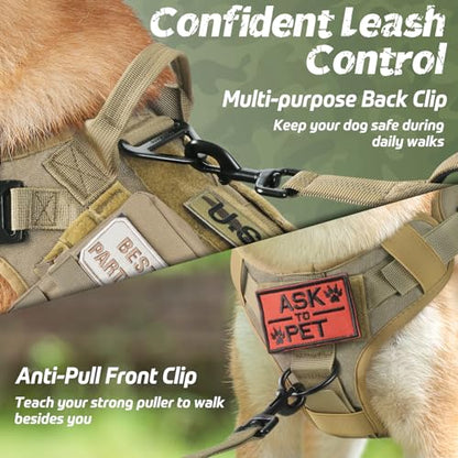 rabbitgoo Tactical Dog Harness for Small, Heavy Duty Military No Pull Vest - color: Brown, size: Small