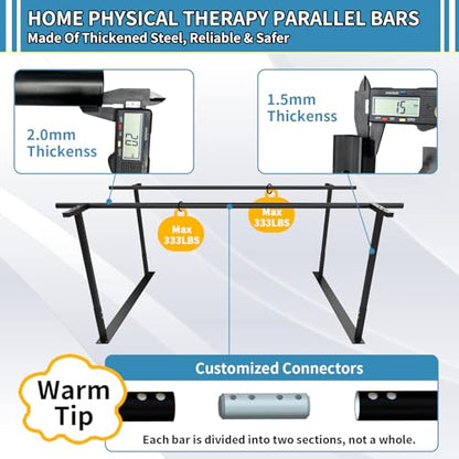 Physical therapy parallel bars, Walking assist bar for rehab & walking balance issues, Adjustable height & width (6FT) - size: 6FT