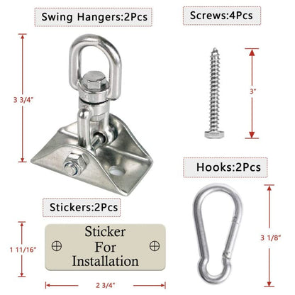 Heavy Duty Swing Hangers for Wooden Sets 2000 LB Capacity Hammock Hanger 360 Swivel Stainless Steel Swing Hardware Accessories 2 Packs for Porch Playground Yoga Heavy Bag