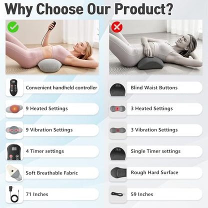 3 in 1 Electric Lumbar Support Pillow with Heated, Vibration & Traction Massage for Back, Adjustable Triple Fusion Back Support Pillow for Home, Office, Car