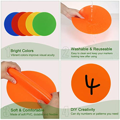 PATIKIL Poly Vinyl Dots, 9 Inch Spot Markers 15Pcs Agility Dots Floor Flat Spot Markers PVC Anti-Slip Sports Dots Flat Field Cones for Soccer Football Speed Agility Training