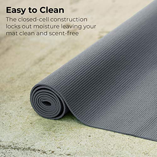 10 Pack Yoga Mat With Carrying Strap, 68"x24"x4mm Thick - color: Cool Gray
