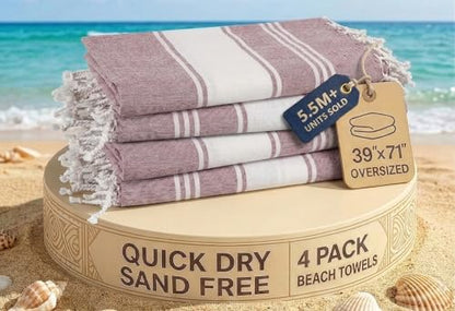 LANE LINEN Beach Towels 4 Pack - Beach Towels Oversized, Pre-Washed Extra Large Beach Towel, Quick Dry, No Sand Beach Towel, Pool Towels for Adults, 39"x71" - Wistful Mauve - color: 33: Wistful Mauve, size: Pack of 4