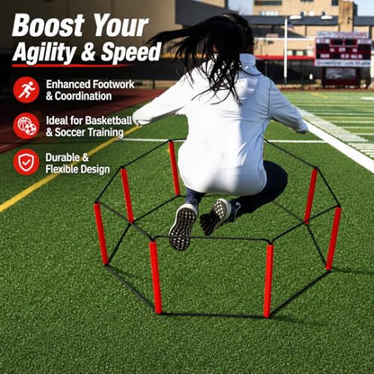 Agility Ladder, 7m 16 Rung Portable Speed Ladder, Soccer Training Equipment for Athletes, Football Basketball Footwork Exercises with Storage