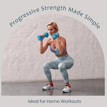 LIONSCOOL Set of 2 Neoprene Coated Dumbbell Hand Weights, Anti-Slip and Anti-Roll Hex Dumbbells in Pair for Strength Training, Resistance Training - style: Skyblue 6lb Pair