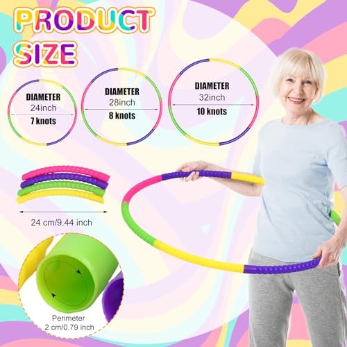 Syhood 12 Pcs Hoops for Kids Plastic, Green, Rose, Yellow, Purple - color: Green, Rose, Yellow, Purple