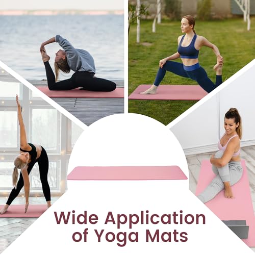 Fitvids Yoga Mat, 1/2-Inch Extra Thick High Density Exercise Mat, Anti-Tear Exercise Yoga Mat with Carrying Strap, Suitable for Various Yoga Exercises - color: Pearly Pink