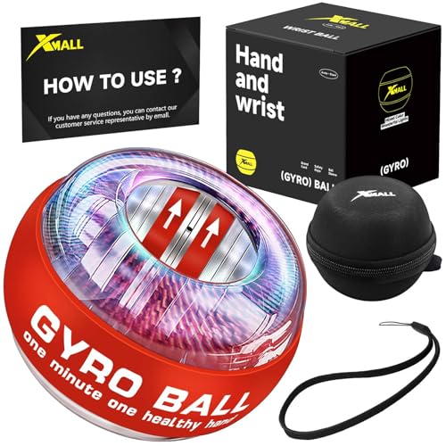 XMALL Wrist Gyro Ball, Torque Ball Hand Exerciser, Forearm Strengthener - color: Red (Colorful Light)