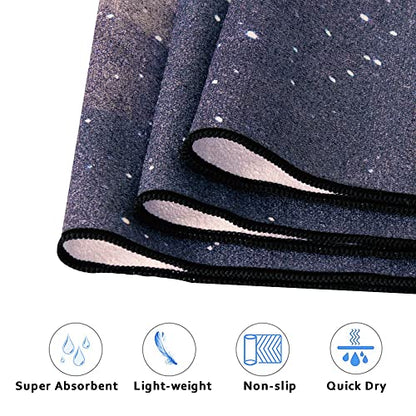 QiyI Hot Yoga Towel with Grip Dots, Non Slip, 70"x26", Moon Cycle - color: Moon Cycle, size: 70"x26"