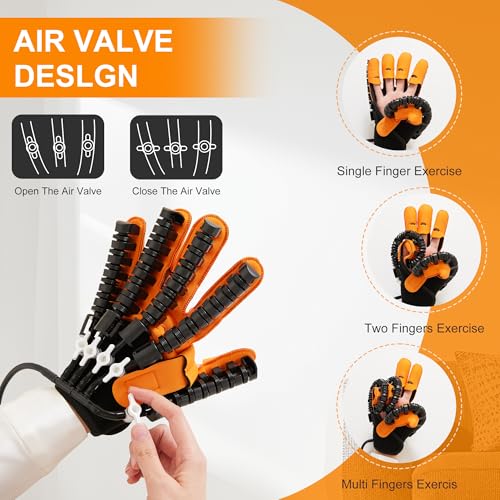 Stroke Hand Rehabilitation Robot Gloves, Strokes Therapy Equipment for Adults, Fingers Strength Training Device for Hemiplegia, Robotic Glove Rehab Stroke Patients (Left XL)