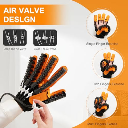 Stroke Hand Rehabilitation Robot Gloves, Strokes Therapy Equipment for Adults, Fingers Strength Training Device for Hemiplegia, Robotic Glove Rehab Stroke Patients (Left XL)