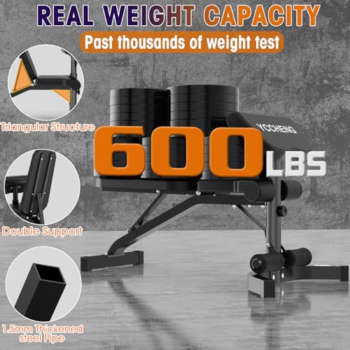 Muti-functional Adjustable Weight Bench/Workout Bench with Barbell Rack Set for Home Gym, Upright Incline Flat Exercise Benches with Preacher Pad