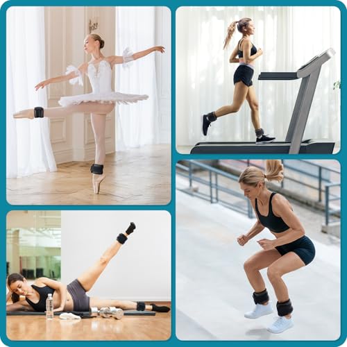 Sportneer Ankle Weights for Men Women Strength Training, 4/10 lbs Pair Leg Weights Set Comfortable and Soft Perfect for Dancing Running Walking Fitness Workout
