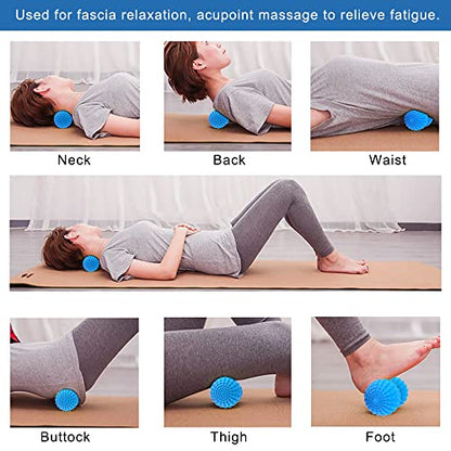 SELEWARE Peanut Massage Ball, Double Lacrosse Massage Roller Balls, Deep Tissue Massage Ball for Back, Neck, Shoulder, Spine, Legs, Hips, Peanut Roller Trigger Point Muscle Massage Relaxer (Blue) - color: Blue