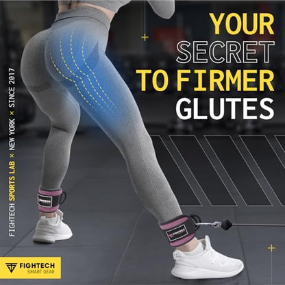 FIGHTECH Ankle Straps Cable Machine Attachment for Gym - Cable Kickback Ankle Straps - Padded Ankle Cuffs for Glute Kickbacks and Leg Workouts - color: Classic Lavender
