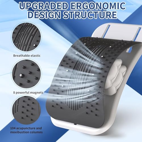 Adjustable Back Stretcher for Lower Back Pain Relief, Lumbar Support & Spinal Decompression Device for Lower Back Pain Relief, Posture Corrector, Scoliosis, Spinal Decompression Support Device (White)
