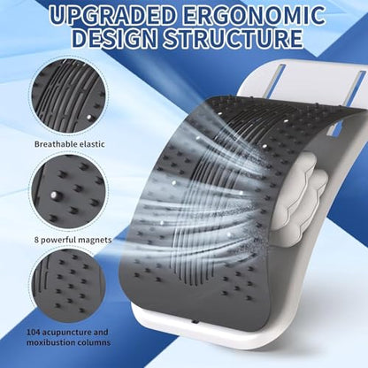 Adjustable Back Stretcher for Lower Back Pain Relief, Lumbar Support & Spinal Decompression Device for Lower Back Pain Relief, Posture Corrector, Scoliosis, Spinal Decompression Support Device (White)