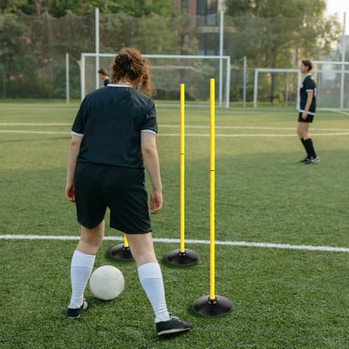 TNZMART 4.9FT Training Agility Poles Set Detachable Soccer Training Sticks Slalom Poles with 10 Disc Cones and Speed Ladder - style: Pack of 12