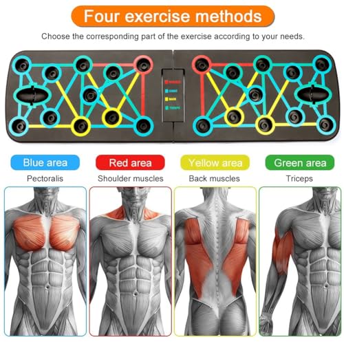 JIUSILIFE Multi-Functional Foldable Push Up Board, 2 in 1Push Up Bar with Resistance Bands, Chest Muscle Exercise, Training Arm, Professional Strength Training Equipment for Man and Women, Home Gym