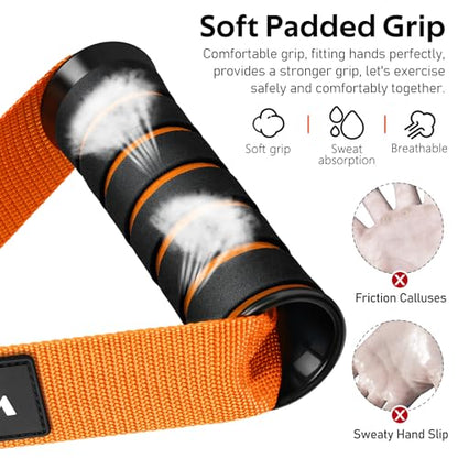 WALITO Exercise Handles, Replacement Cable Machine Attachments for Home Gym Equipment, Pulley System, Pilates, Resistance Bands, Strength Trainer, Heavy Duty Working Out Handles - color: Orange