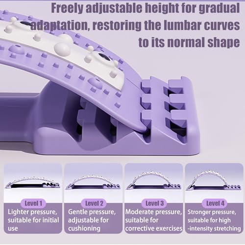 Back Stretcher - Adjustable 4 Level Lumbar Support, Comfortable Spine Reliief Board, Lower Upper Back Cracker | Women Men Adults Athletes Beginners Professionals Fitness Recovery Apartment Home Gym