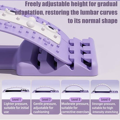 Back Stretcher - Adjustable 4 Level Lumbar Support, Comfortable Spine Reliief Board, Lower Upper Back Cracker | Women Men Adults Athletes Beginners Professionals Fitness Recovery Apartment Home Gym