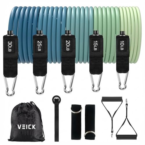 VElCK Resistance Bands Set with Handles for Exercise, Workout and Home Gym - color: Blue, size: 10-100LBS