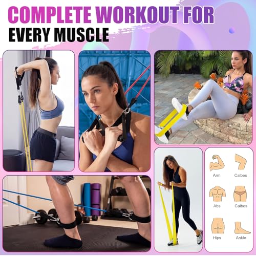 Resistance Bands Set, Long and Fabric Loop Bands for Working Out Exercise Stretching & Physical Therapy – Booty, Glute, Mini & Ankle for Home, Gym, Travel & Rehab