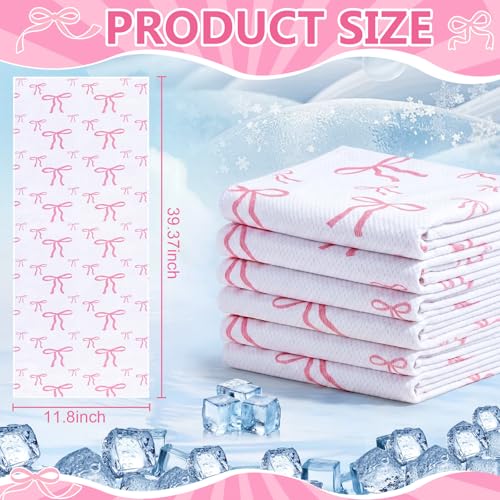 Honoson 20 Pack Pink Bow Cooling Towels Bulk, 40" x 12" Microfiber Cooling Towels for Neck and Face, Cold Towel for Hot Weather, Sports Teams, Soccer, Softball, Gym, Yoga