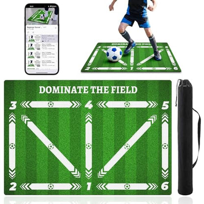 Soccer Training Mat Football Footstep Training Mat 35 * 24 in with Storage Bag Improve Footwork and Ball Control Non-Slip Silent