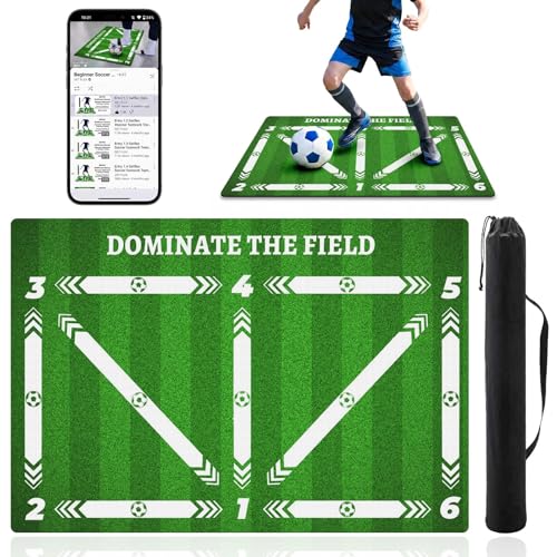 Soccer Training Mat Football Footstep Training Mat 35 * 24 in with Storage Bag Improve Footwork and Ball Control Non-Slip Silent
