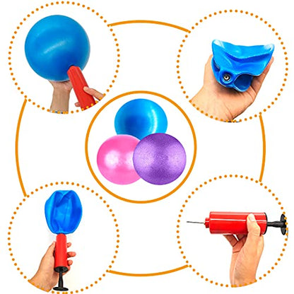 Mini Yoga Balls 6 Inch Exercise Pilates Therapy Balance Micropore Ball Barre Equipment for Home Stability Training Physical Core Training with Pump