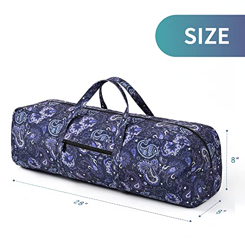 | Yoga Mat Bag | Large Yoga Mat Carrier with Wet Pocket | Yoga Gifts | Gym Tote Bag for Women - color: Blue cashew flower