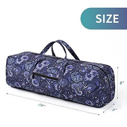 | Yoga Mat Bag | Large Yoga Mat Carrier with Wet Pocket | Yoga Gifts | Gym Tote Bag for Women - color: Blue cashew flower