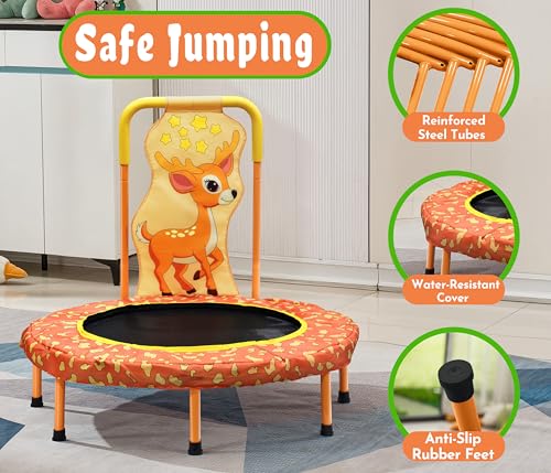 36 Inch Kids Trampoline Mini Trampoline with Handle, 36'' Indoor Outdoor Trampolines for Kids, Toddler Small Mini Baby Fitness Rebounder Recreational Trampolines, Birthday Gift Ideas