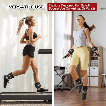 Ankle Weights for Women Men (1/2/3/4/6/8/10 lbs Pair), Wrist Weights Set Arm Leg Weights Weighted Hand Weight Wristbands for Yoga, Pilates, Running, Aerobics, Physical Therapy, Gym Fitness Workout - size: 4 lb Pair (2 lb Each)