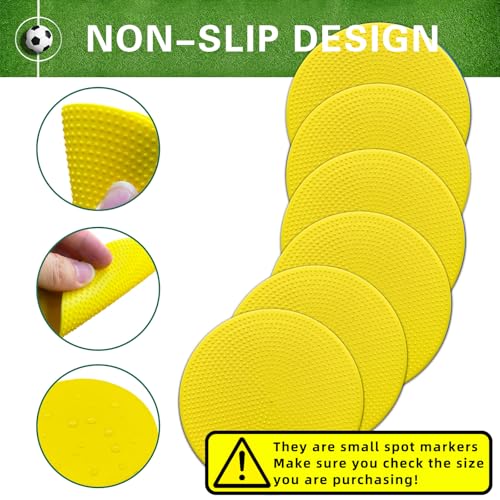 Poly Spot Markers 4.73 inch/10 inch 12 Pcs Non-Slip Rubber Agility Training Markers Floor Dots Flat Field Cones for Football, Soccer, Basketball, School Exercise Drills, Dance Practice