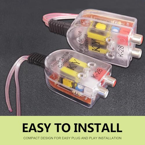 Speaker Output to RCA Line Control Audio Signal Adapter, K-28 CD Player High Frequency to Low Frequency Audio Wiring Harness Converter, for Cars (Transparent)