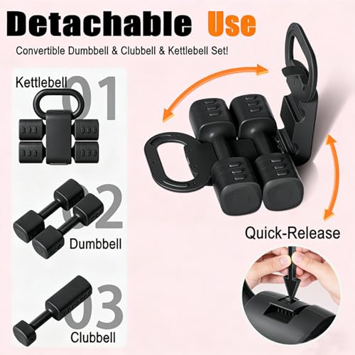 Adjustable Dumbbell Set of 2, 4 in 1 Free Weights Dumbbells Set for Women with Fast Adjustment, Each 2lb 3lb 4lb 5lb Hand Weights Set for Home Gym Exercise Training