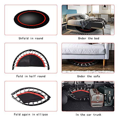Foldable Trampoline-40 Inch Mini Fitness Rebounder with Adjustable Foam Handrail for Kid Adults,Great Exercise Trampoline Indoor/Garden/Workout,Max Load 330lbs