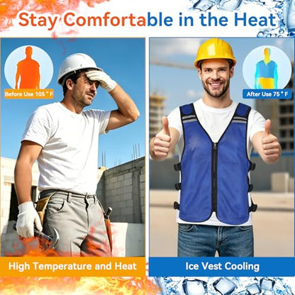 Cooling Vest for Hot Weather, Adjustable Cooling Jacket Safety Vest/Running Lightweight Vest/Reflective Vest/Ice Vest - color: Blue, size: XX-Large