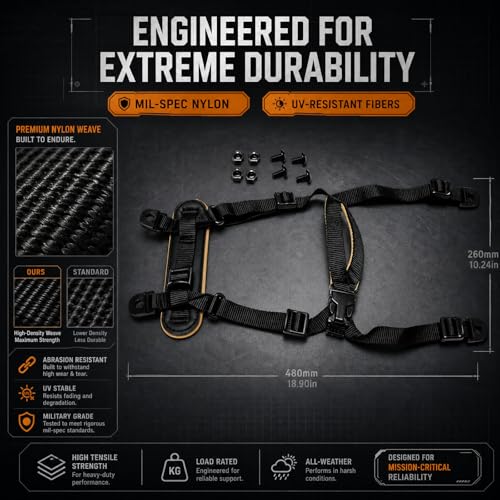 Jeeone Tactical Helmet Chin Strap, Universal Adjustable Dial 4-Point Suspension System with Bolts, for ACH Arisfit Fast MICH Bump Helmet - Black | nylon - color: Black
