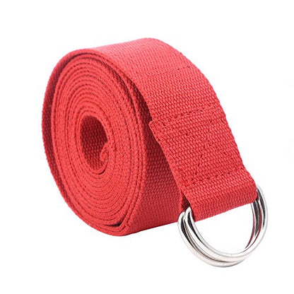 Gelante Fitness Exercise Yoga Strap - Durable Cotton 10 Feet Long - color: Red