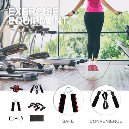 Abdominal Roller Wheel 7pcs Set Red Dual-wheel Exercise Roller with Knee Pads Unisex Core Strength Trainer for Home Ab Workout and Fitness Training