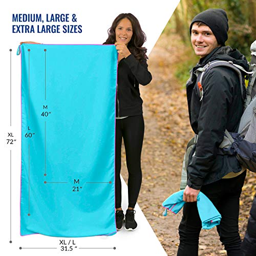 VENTURE 4TH Quick Dry Travel Towel - Fast Drying Ultra Soft Microfiber Towels - Essential for Camping, Backpacking, Yoga, Swimming, Gym, Sports and Beach - 3 Compact Sizes