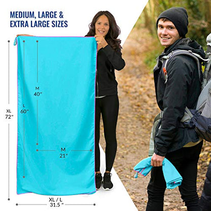 VENTURE 4TH Quick Dry Travel Towel - Fast Drying Ultra Soft Microfiber Towels - Essential for Camping, Backpacking, Yoga, Swimming, Gym, Sports and Beach - 3 Compact Sizes