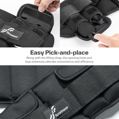 Sportneer Upgrade Adjustable Ankle and Wrist Weights for Women and Men 1-7 lbs / 1-10 lbs Set | Comfortable, Secure Fit for Walking, Running, Fitness, Physical Therapy, Home Gym