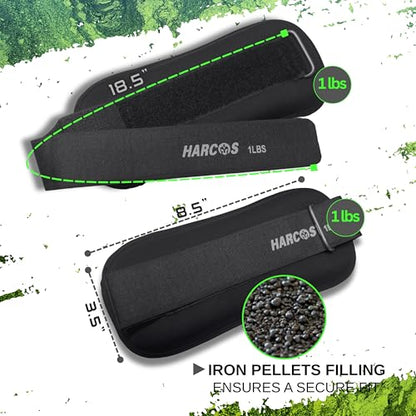 Harcos Adjustable Neoprene Ankle & Wrist Weights – 1lb wrist weights,2lb,3 lbs,4lbs 5lbs & 10lb ankle weights10lb Pair | Wearable Weights for Women & Men, Bala Bangles Alternative | Arm, Leg, Foot & Running Exercise Gear - size: 4Lb Pair (2lb x 2)
